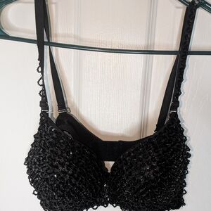 Chic Black Beaded Bra